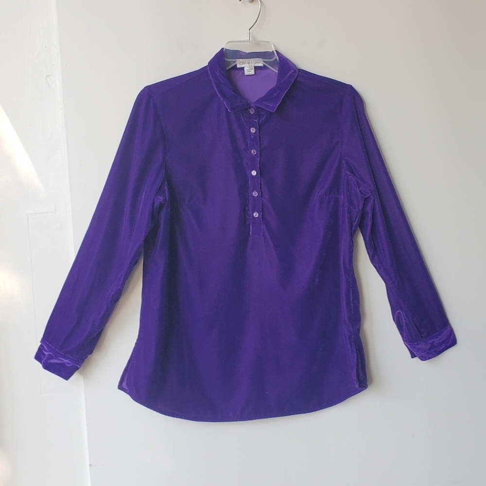 Coldwater Creek Velvet Half Button Top